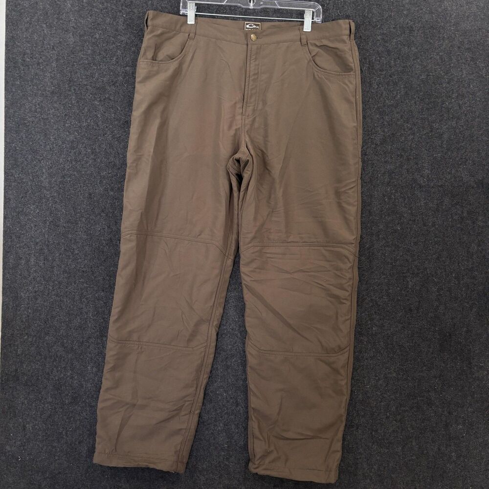 Drake MST Wader Jean Cut Pants Men's XL Brown Fleece Lined Adjustable Fishing